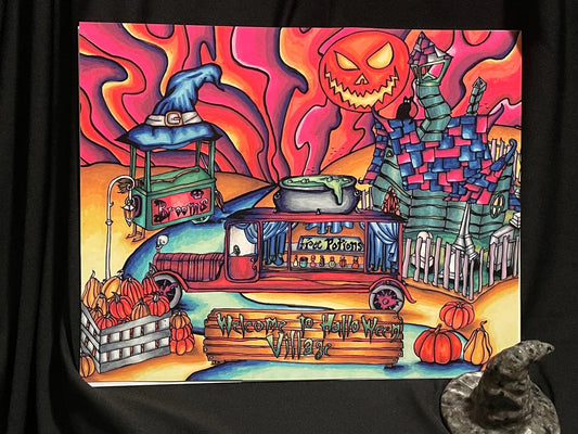 Abandoned Halloween Village Print