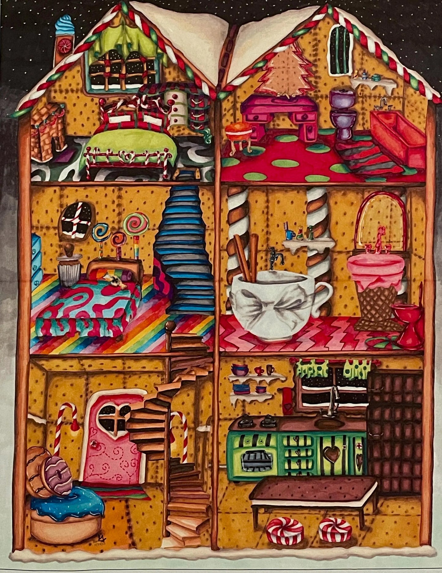 Christmas Gingerbread Dollhouse Print