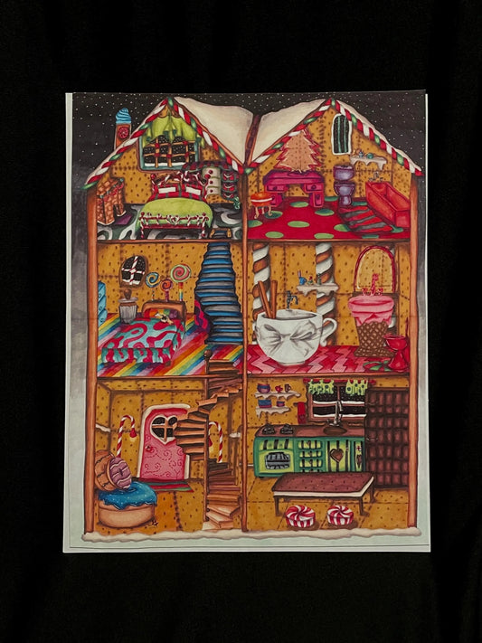Christmas Gingerbread Dollhouse Print