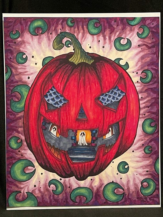 Pumpkin Boo House Print