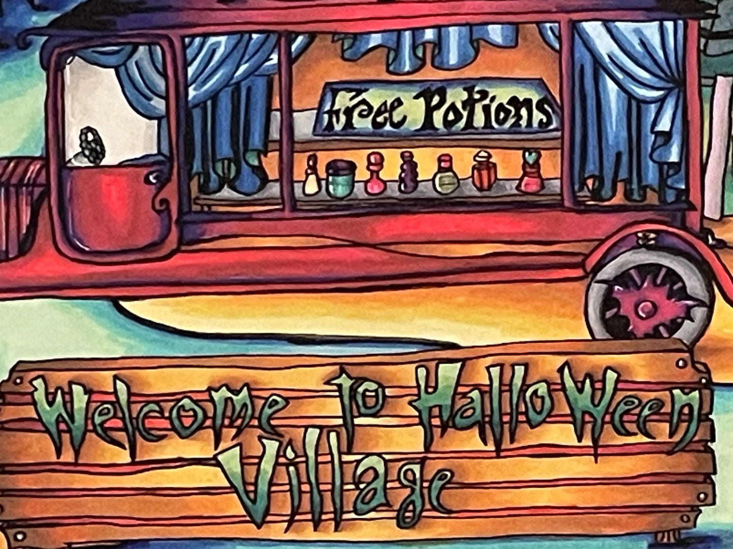 Abandoned Halloween Village Print