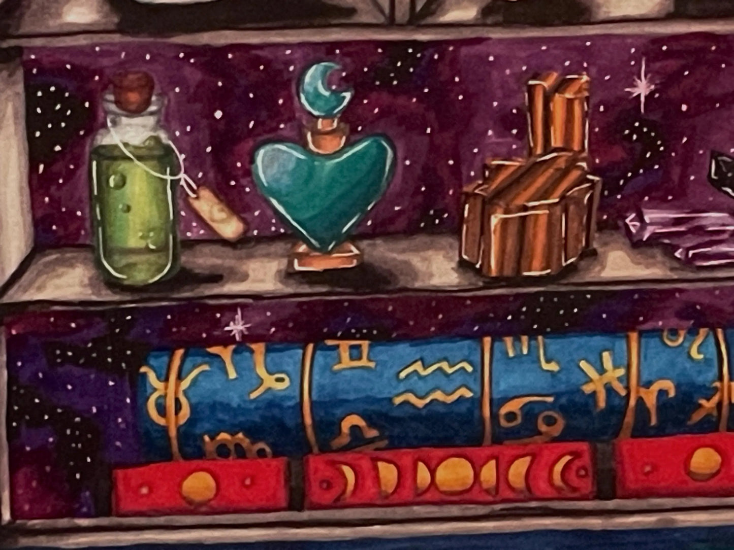 Witchy Bookshelf Print
