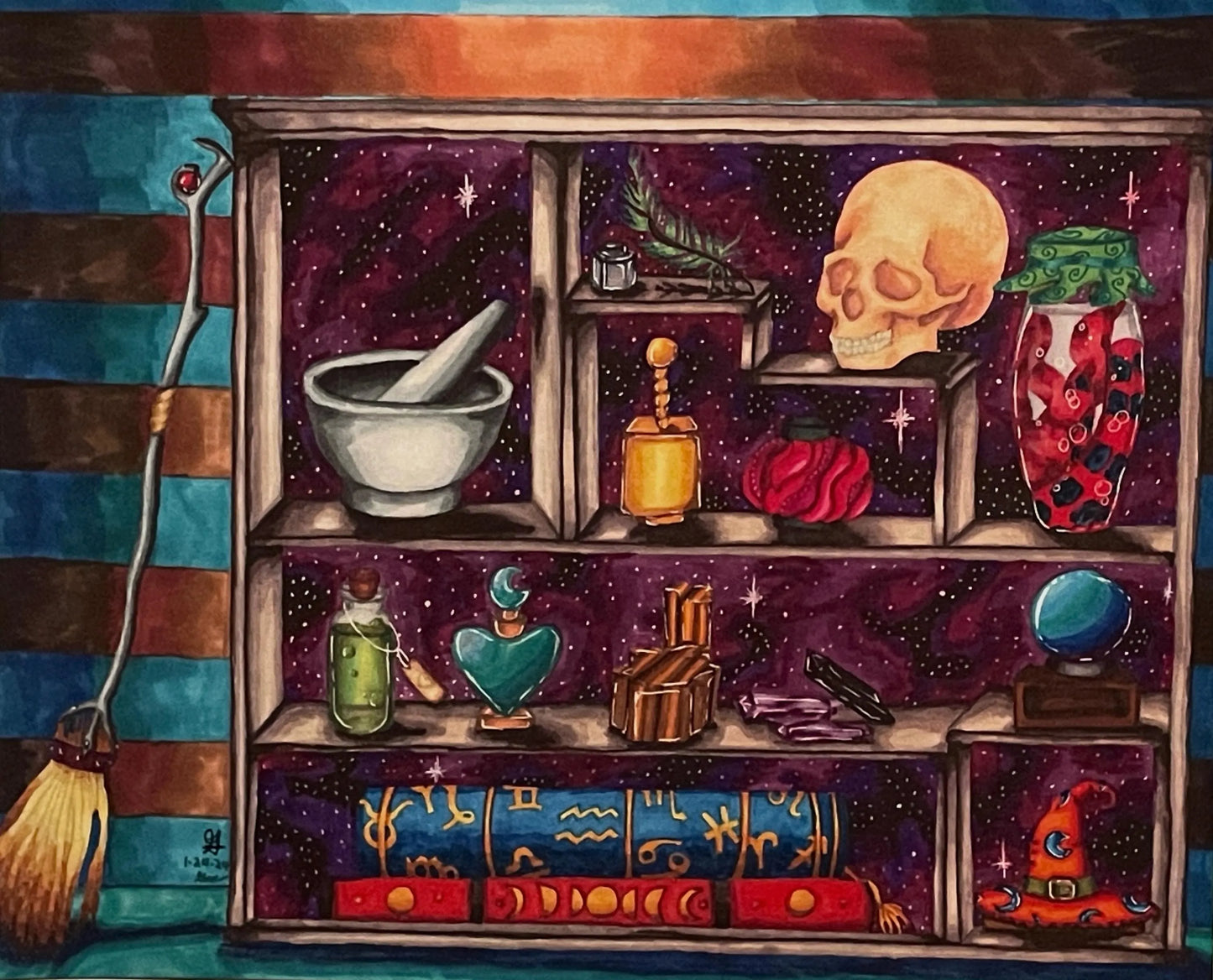 Witchy Bookshelf Print